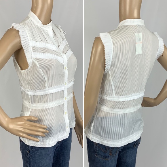 BNWT BCBG MAX AZRIA tonal stripe sleeveless blouse - Picture 6 of 8